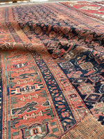 4'7 x 11' Antique Worn gallery size rug #1902 / 5x11 Vintage rug - Blue Parakeet Rugs