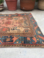 3'4 x 5' Antique Persian Malayer - Blue Parakeet Rugs
