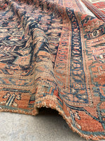 4'7 x 11' Antique Worn gallery size rug #1902 / 5x11 Vintage rug - Blue Parakeet Rugs