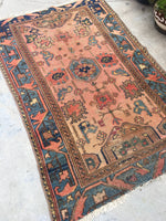 3'4 x 5' Antique Persian Malayer - Blue Parakeet Rugs