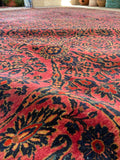 11x14 Antique Ruby Persian Sarouk rug #2227 / 11x14 Vintage Rug - Blue Parakeet Rugs