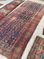 4'7 x 11' Antique Worn gallery size rug #1902 / 5x11 Vintage rug - Blue Parakeet Rugs