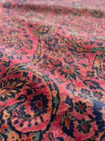 11x14 Antique Ruby Persian Sarouk rug #2227 / 11x14 Vintage Rug - Blue Parakeet Rugs