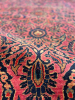 11x14 Antique Ruby Persian Sarouk rug #2227 / 11x14 Vintage Rug - Blue Parakeet Rugs