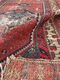 3'7 x 6'3 Antique Kurdish rug #1897 / 4x6 Vintage Rug - Blue Parakeet Rugs