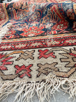 3'4 x 7'6 Perfectly worn Herati art on rug #2049ML / 3x8 Vintage Rug - Blue Parakeet Rugs