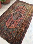 3'5 x 6'2 Antique 1920s Rug / Small Antique Rug - Blue Parakeet Rugs