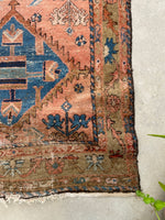 3'4 x 6'9 Antique Persian Kurdish rug #1898 at Anthropologie / 3x7 Vintage Rug - Blue Parakeet Rugs