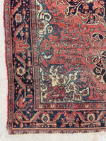 4'3 x 6'3 Antique Persian Ferahan Sarouk rug #2051ML / 4x6 Vintage Rug - Blue Parakeet Rugs