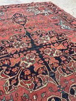 4'3 x 6'3 Antique Persian Ferahan Sarouk rug #2051ML / 4x6 Vintage Rug - Blue Parakeet Rugs
