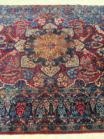7'2 x 9'6 antique Persian Kerman / 7x10 vintage rug - Blue Parakeet Rugs
