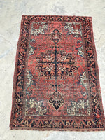 4'3 x 6'3 Antique Persian Ferahan Sarouk rug #2051ML / 4x6 Vintage Rug - Blue Parakeet Rugs