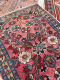 1'10 x 2'10 Antique 1920s berry ground scatter rug #1899 / 2x3 Vintage Rug - Blue Parakeet Rugs