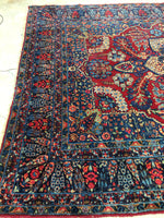 7'2 x 9'6 antique Persian Kerman / 7x10 vintage rug - Blue Parakeet Rugs