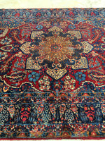 7'2 x 9'6 antique Persian Kerman / 7x10 vintage rug - Blue Parakeet Rugs