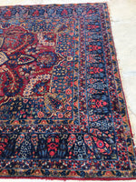 7'2 x 9'6 antique Persian Kerman / 7x10 vintage rug - Blue Parakeet Rugs