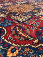 7'2 x 9'6 antique Persian Kerman / 7x10 vintage rug - Blue Parakeet Rugs