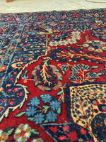 7'2 x 9'6 antique Persian Kerman / 7x10 vintage rug - Blue Parakeet Rugs