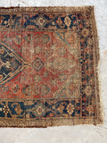 3'7 x 6'5 Worn Kurdish rug #2052ML / 4x6 Vintage Rug - Blue Parakeet Rugs