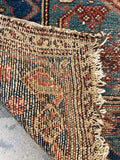 3'7 x 6'5 Worn Kurdish rug #2052ML / 4x6 Vintage Rug - Blue Parakeet Rugs