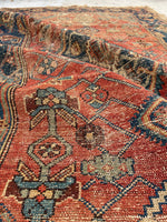 3'7 x 6'5 Worn Kurdish rug #2052ML / 4x6 Vintage Rug - Blue Parakeet Rugs