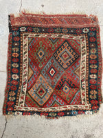 2' x 2'2 Antique Persian Saddle Bag Face #2746 - Blue Parakeet Rugs