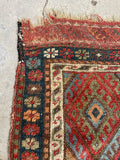 2' x 2'2 Antique Persian Saddle Bag Face #2746 - Blue Parakeet Rugs