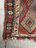 2' x 2'2 Antique Persian Saddle Bag Face #2746 - Blue Parakeet Rugs