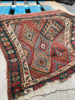2' x 2'2 Antique Persian Saddle Bag Face #2746 - Blue Parakeet Rugs