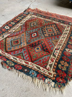 2' x 2'2 Antique Persian Saddle Bag Face #2746 - Blue Parakeet Rugs