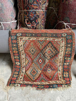 2' x 2'2 Antique Persian Saddle Bag Face #2746 - Blue Parakeet Rugs