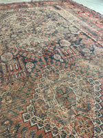 4'7 x 6'2 Worn Persian Afshar Rug #2747 / Small Persian Vintage Rug - Blue Parakeet Rugs