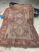 4'7 x 6'2 Worn Persian Afshar Rug #2747 / Small Persian Vintage Rug - Blue Parakeet Rugs