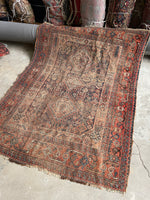 4'7 x 6'2 Worn Persian Afshar Rug #2747 / Small Persian Vintage Rug - Blue Parakeet Rugs