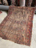 4'7 x 6'2 Worn Persian Afshar Rug #2747 / Small Persian Vintage Rug - Blue Parakeet Rugs