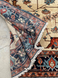 10'5 x 11'5 Antique ivory ground Heriz tribal rug #2054 / 11x12 Vintage Rug - Blue Parakeet Rugs