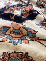 10'5 x 11'5 Antique ivory ground Heriz tribal rug #2054 / 11x12 Vintage Rug - Blue Parakeet Rugs
