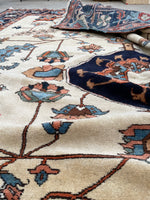 10'5 x 11'5 Antique ivory ground Heriz tribal rug #2054 / 11x12 Vintage Rug - Blue Parakeet Rugs
