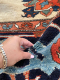 10'5 x 11'5 Antique ivory ground Heriz tribal rug #2054 / 11x12 Vintage Rug - Blue Parakeet Rugs