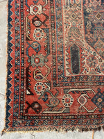 4'7 x 6'2 Worn Persian Afshar Rug #2747 / Small Persian Vintage Rug - Blue Parakeet Rugs