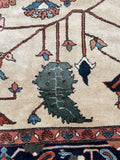 10'5 x 11'5 Antique ivory ground Heriz tribal rug #2054 / 11x12 Vintage Rug - Blue Parakeet Rugs