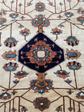 10'5 x 11'5 Antique ivory ground Heriz tribal rug #2054 / 11x12 Vintage Rug - Blue Parakeet Rugs