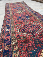 2’5 x 8’ Antique Persian Gharajeh Heriz Runner #2531 - Blue Parakeet Rugs