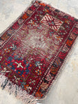1’10 x 2’10 Worn tribal scatter rug #1890 / 2x3 Vintage rug - Blue Parakeet Rugs