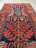 3'6 x 6'5 Antique Persian Senneh Rug #2748 / Small Vintage Rug - Blue Parakeet Rugs