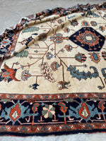 10'5 x 11'5 Antique ivory ground Heriz tribal rug #2054 / 11x12 Vintage Rug - Blue Parakeet Rugs
