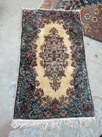 3x5 Vintage Persian Kerman rug #2545 - Blue Parakeet Rugs