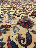 5’10 x 8’  Antique 1920s ivory ground plum border rug #1903 / 6x8 Vintage rug - Blue Parakeet Rugs