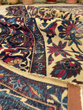 5’10 x 8’  Antique 1920s ivory ground plum border rug #1903 / 6x8 Vintage rug - Blue Parakeet Rugs