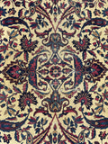 5’10 x 8’  Antique 1920s ivory ground plum border rug #1903 / 6x8 Vintage rug - Blue Parakeet Rugs